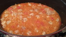 Ready to simmer with meatballs